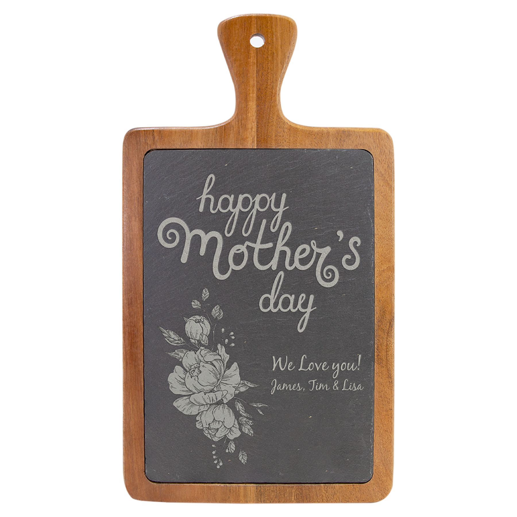 13 1/4" x 7" Acacia Wood/Slate Cutting Board (Personalized)