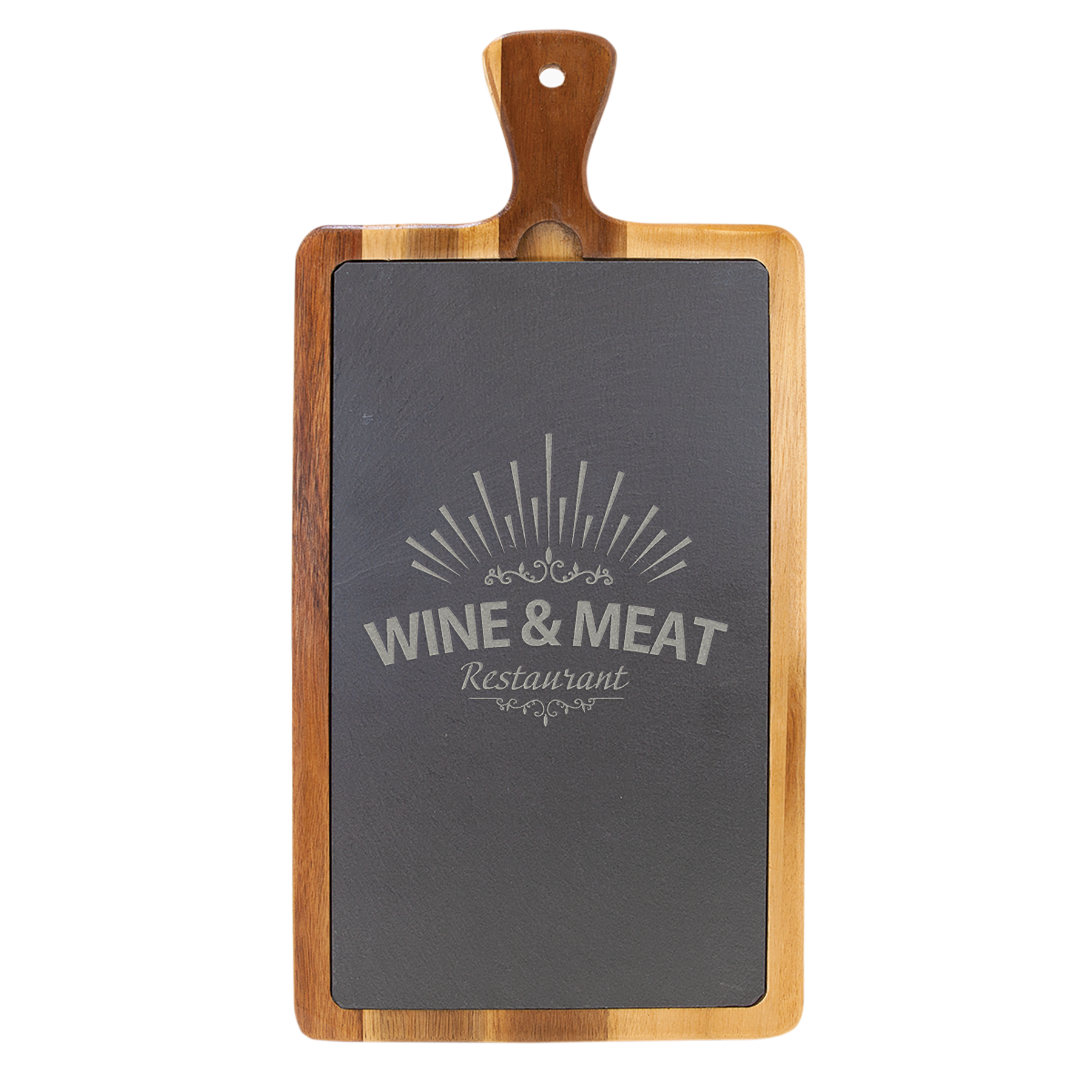 16" x 7 3/4" Acacia Wood/Slate Cutting Board